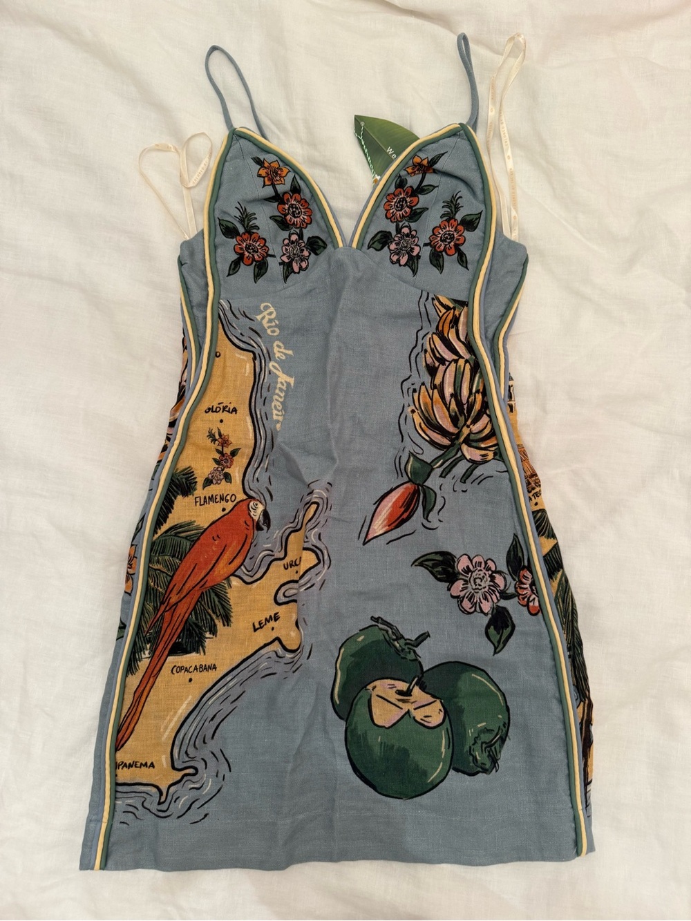 Farm Rio Blue Beaches Path Ballon Mini Dress - Picture 2 of 8